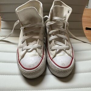 Converse Kids High-Top Sneakers in White and Red